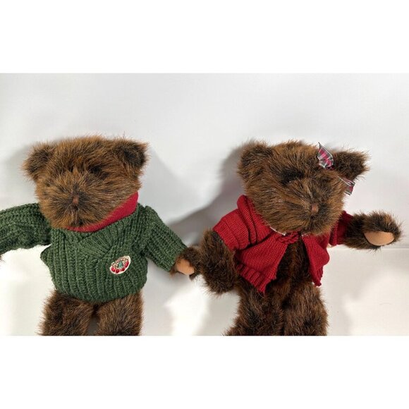 Vintage Commonwealth Toy Co. Christmas Teddy Bears Plush Boy &‎ Girl in Sweaters - Picture 3 of 16